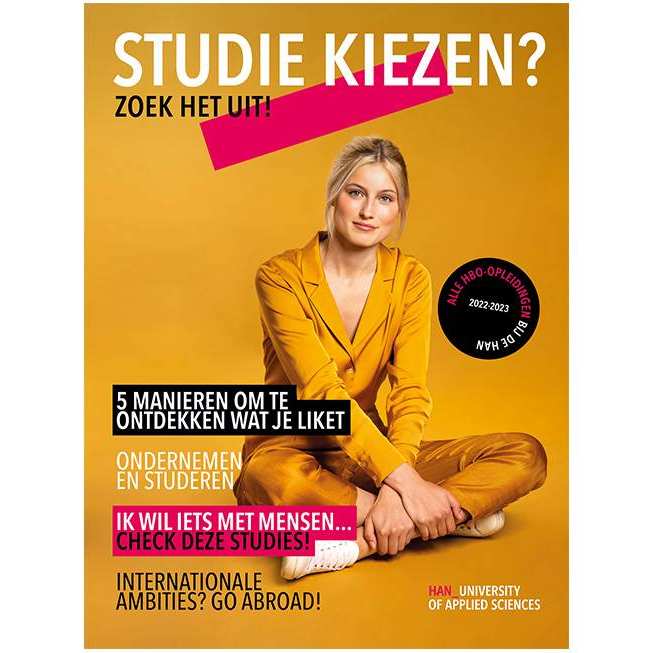 De cover van studiekeuzemagazine Zoek het uit 2021 met witruimte eromheen voor han.nl