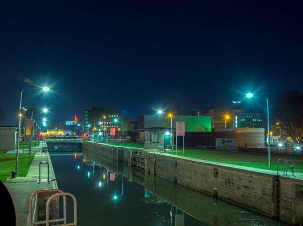 civiele techniek haven deventer nachtfoto