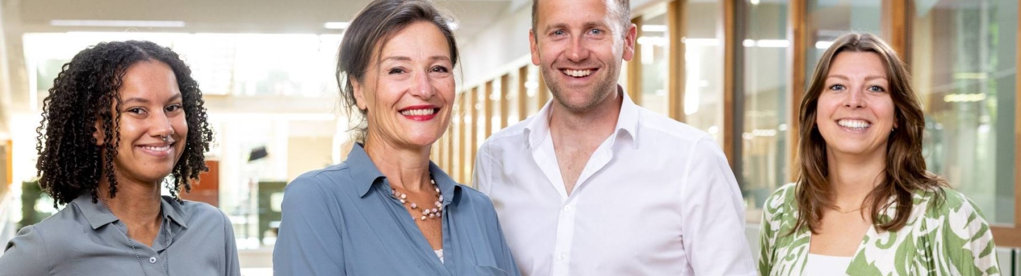 Lectoraat Digitale Transformatie groepsfoto met Lilian Beijer, Geert Frederix, Beau Cox, Robin Vermeulen