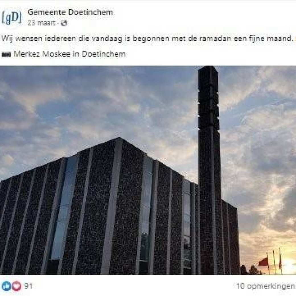 Voorbeeld social media post van gemeente Doetinchem die heeft deelgenomen aan het onderzoek naar social media gebruik door gemeenten. 