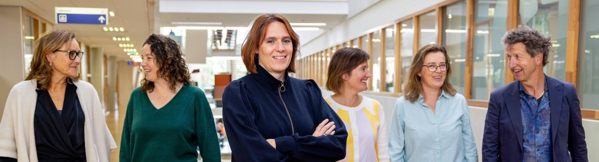 Groepsfoto lectoraat Arbeid en Gezondheid, Shirley Oomens, Angelina Zadelhoff, Suzanne van Hees, Marie-Louise Klerkx, Bouwine Carlier en