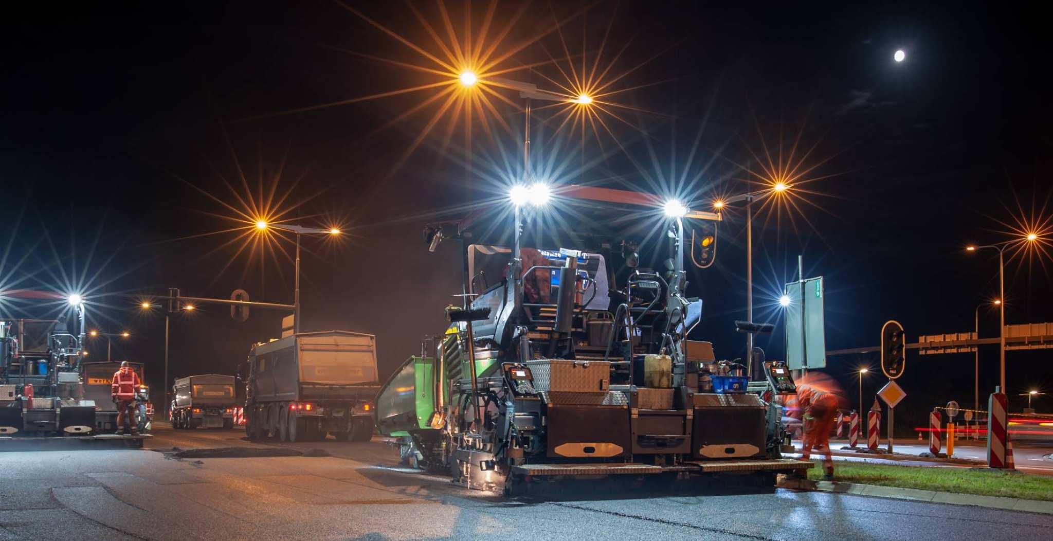 wegwerkers in de nacht