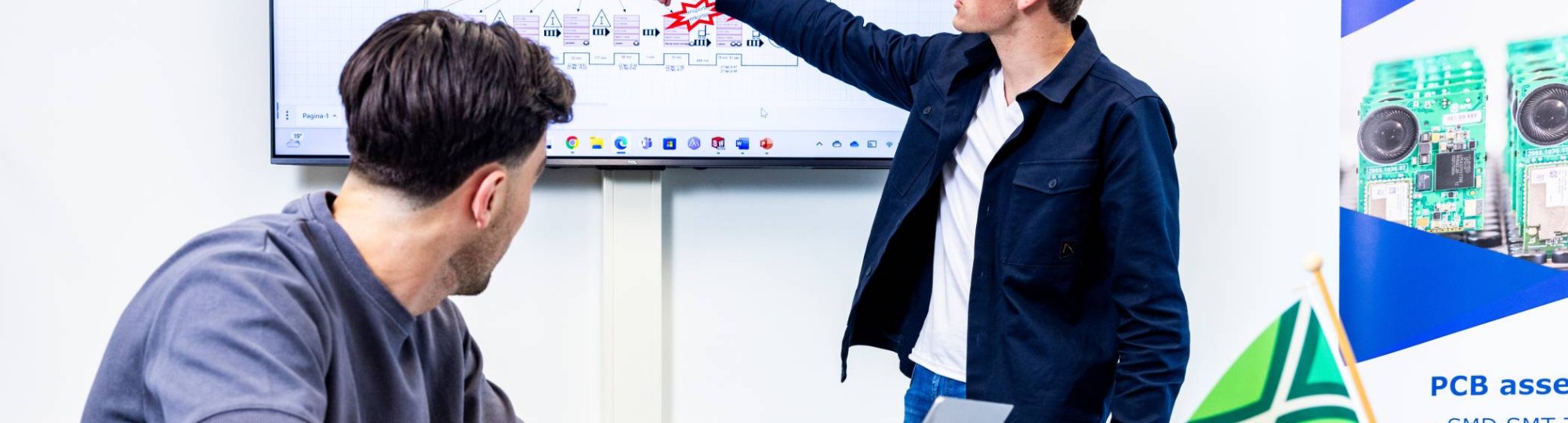 Technische Bedrijfskunde student geeft een presentatie.