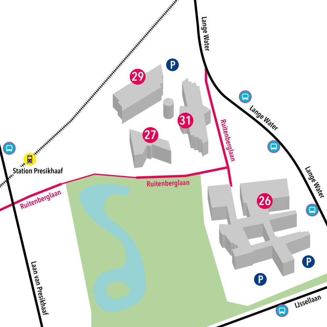 Een plattegrond van de HAN campus in Arnhem.