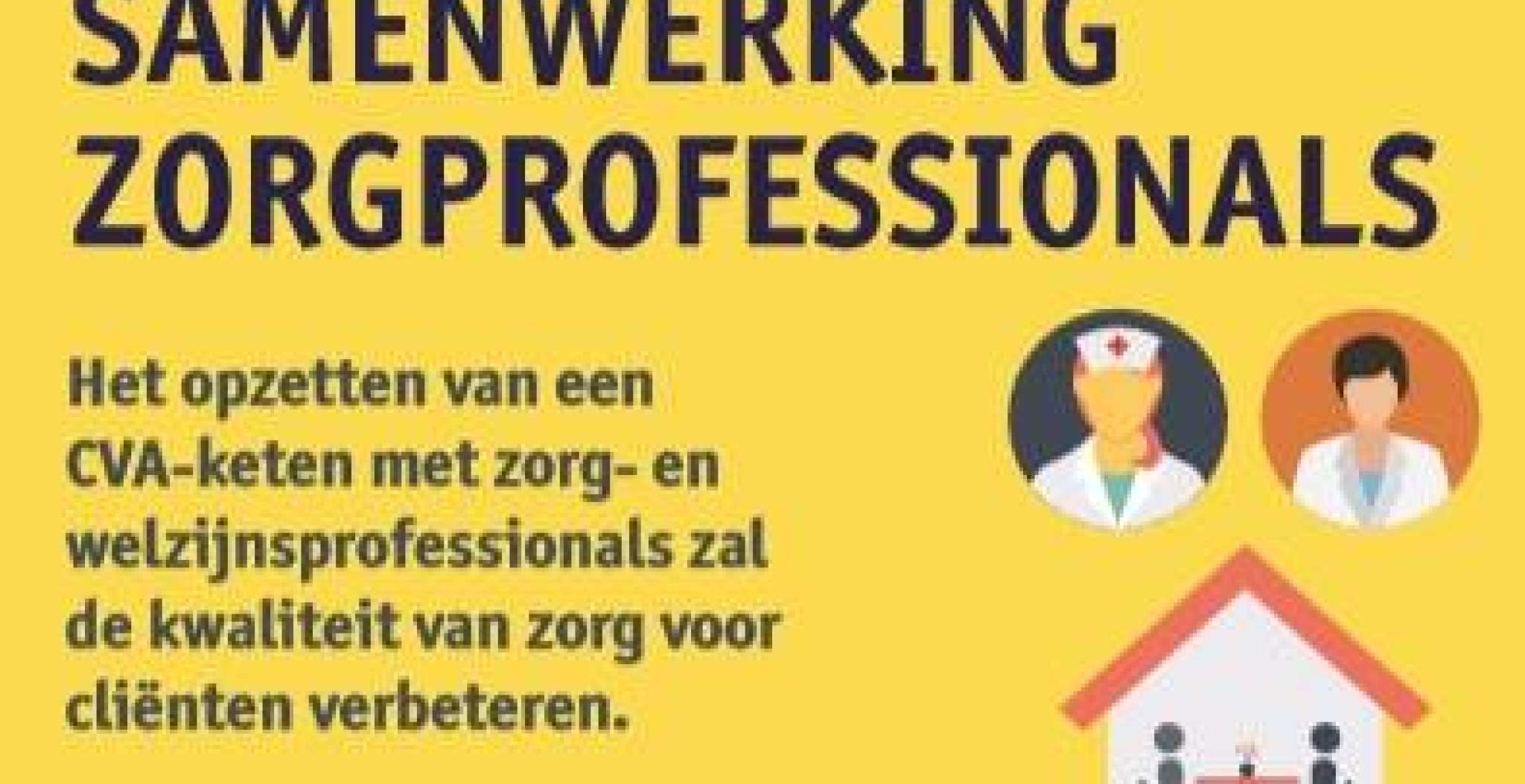 Een gele poster met samenwerking zorgprofessionals