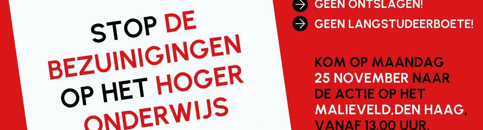 Demonstratie Bezuinigingen Hoger Onderwijs - 25 november - kom ook!