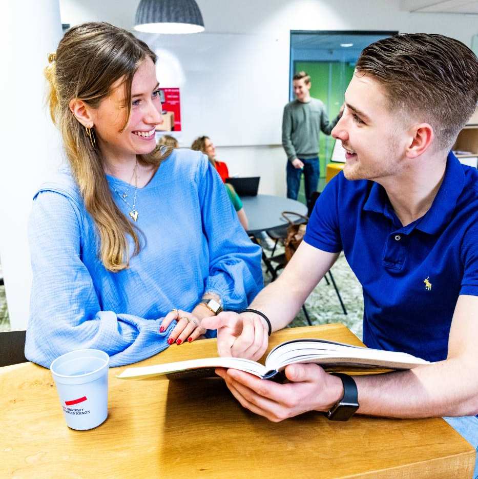 Studenten lezen een studieboek