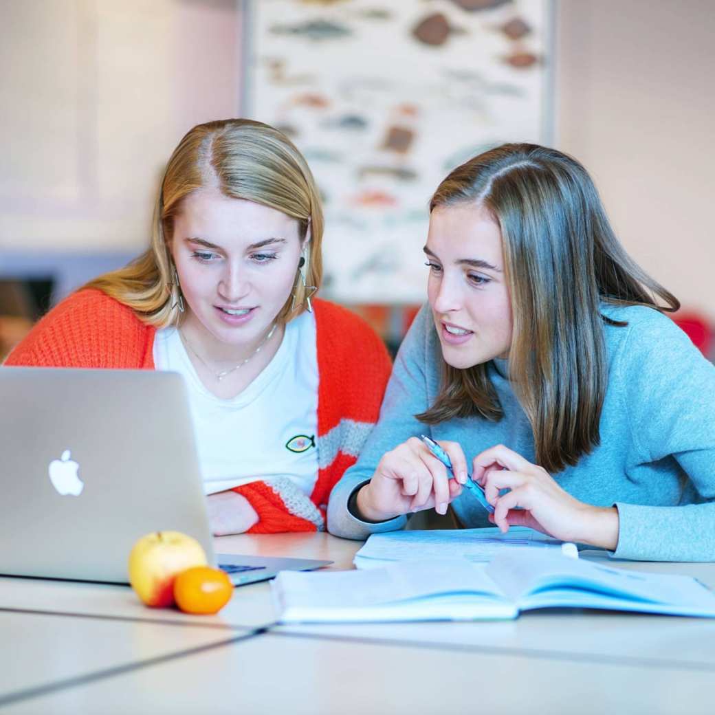 samen achter laptop aan de studie