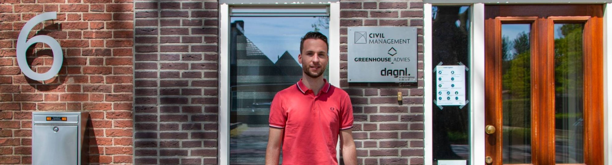 Civiele techniek, Stijn Wijers voor het pand van Civil Management, Greenhouse Advies en DagNL.