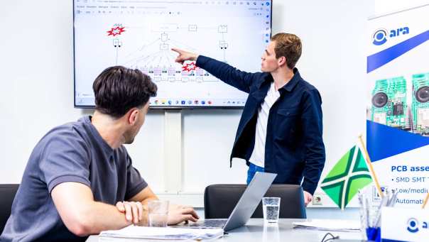 Technische Bedrijfskunde student geeft een presentatie.