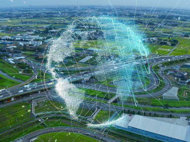 wegennet met wereldbol